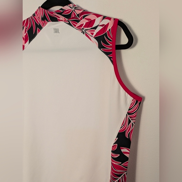 Tail Women's Novelist Floral Sleeveless Too Ladies Sz L Golf 1/4 Zip White EUC - Picture 8 of 13